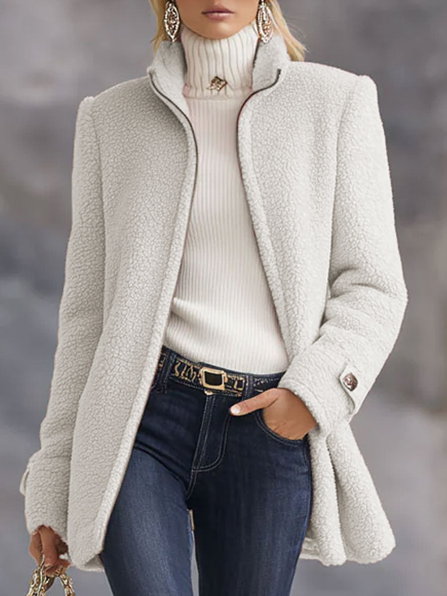Lässige Vintage-Fleecejacke in Rosa mit Reißverschluss