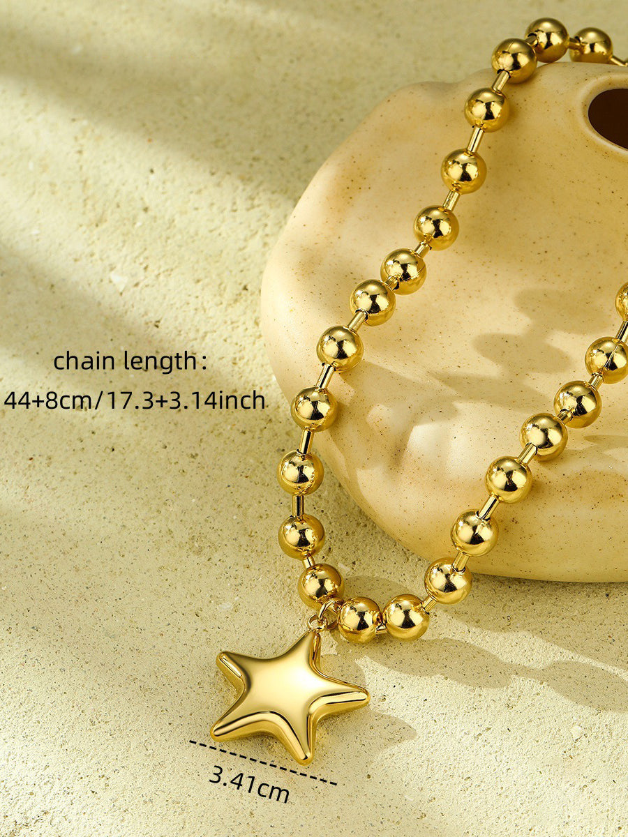 Modische Perlenkette mit Herz-Anhänger aus 18k Edelstahl in Kontrastfarbe