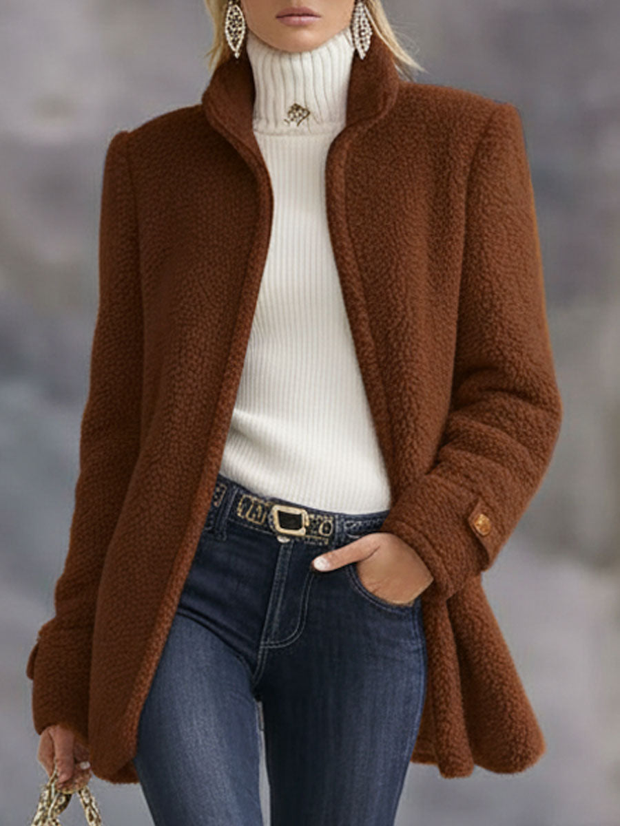 Lässige Vintage-Fleecejacke in Rosa mit Reißverschluss