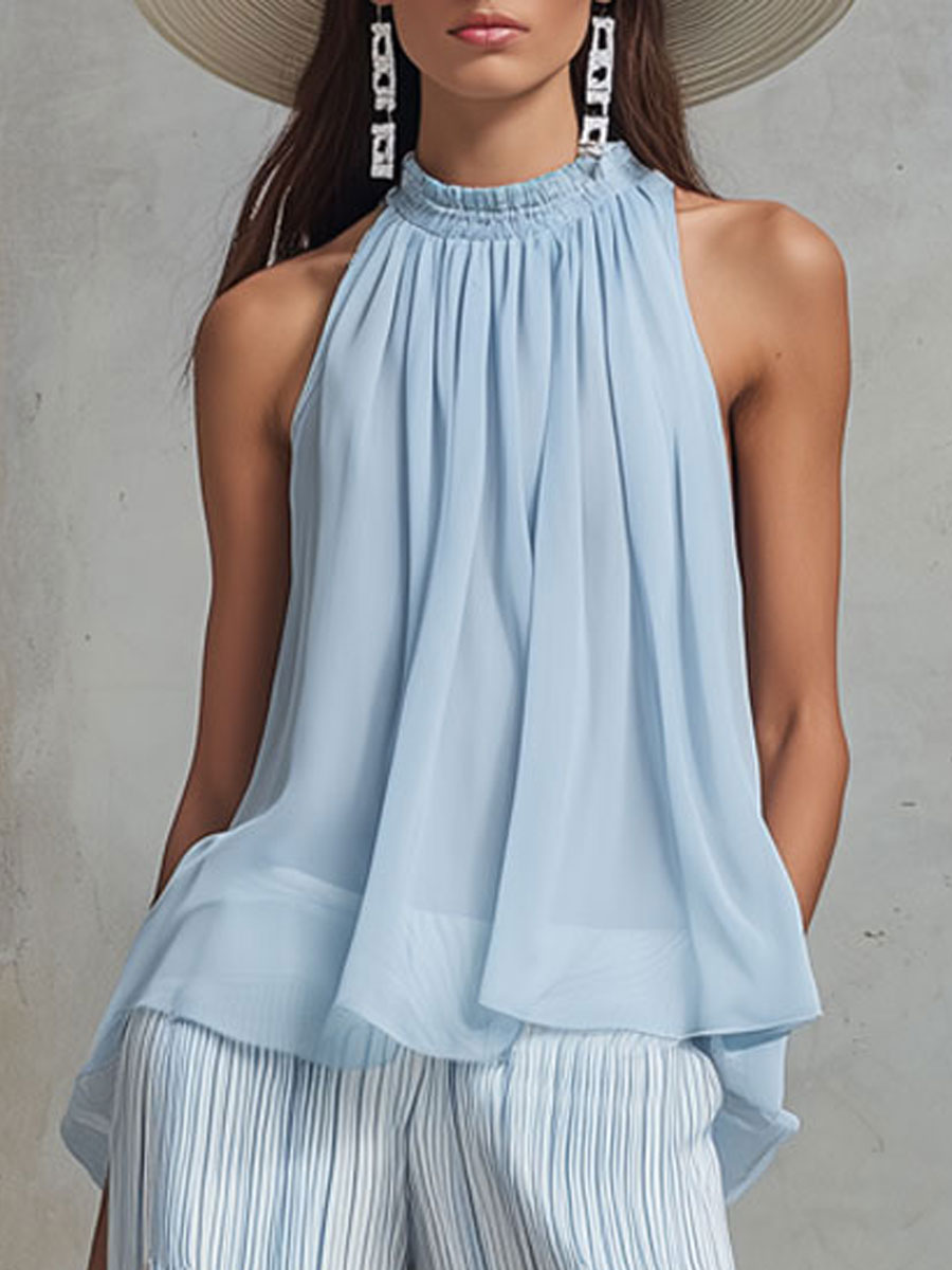 Hellblaue Chiffonbluse
