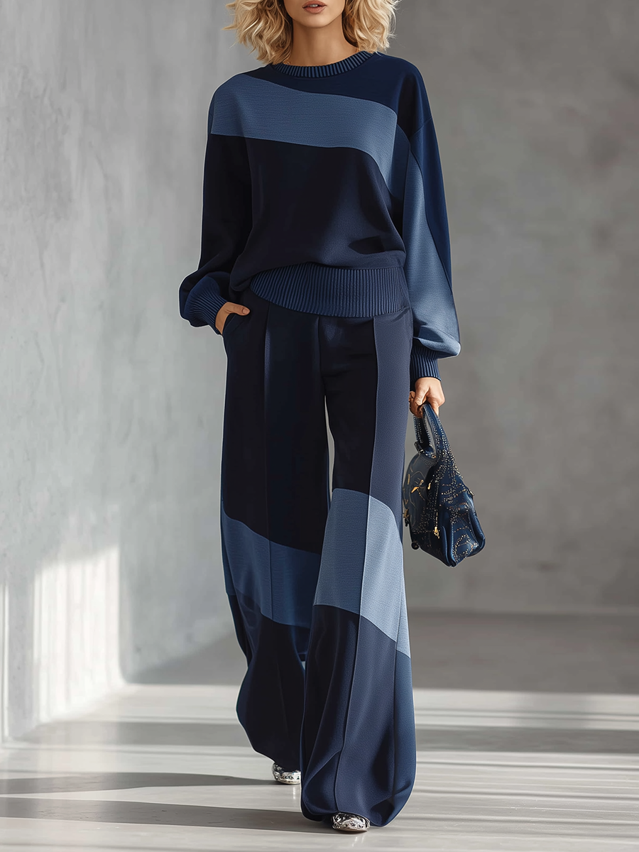 Casual Sportswear-Set aus Patchwork-Sweatshirt und Jogginghose