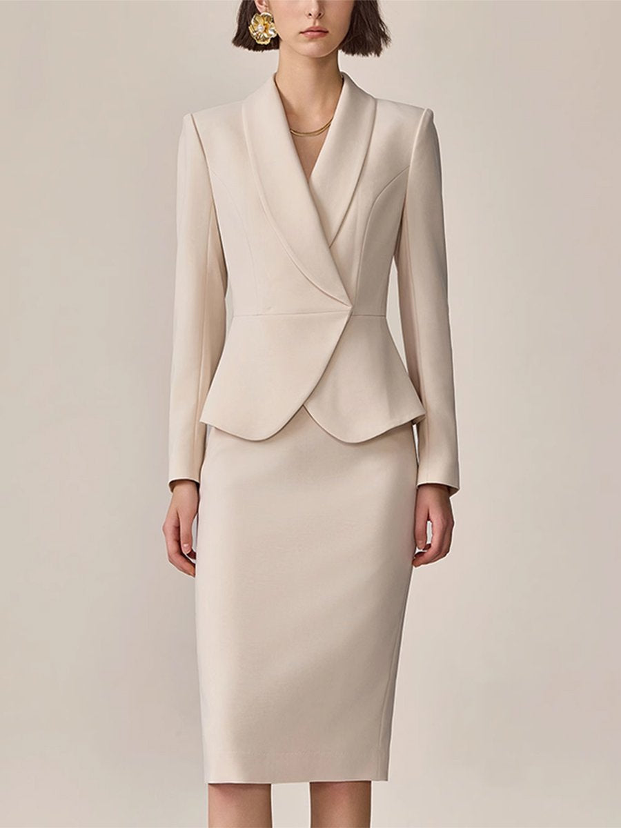 【Versand innerhalb von 24 Stunden】Hochwertiger, eleganter beigefarbener Anzug mit Revers