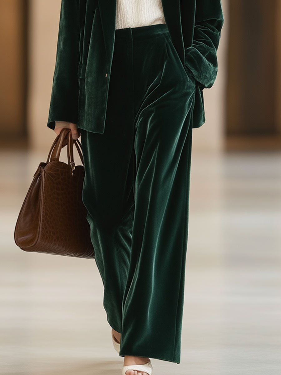 【Versand innerhalb von 24 Stunden】Lässige, lockere Vintage Anzughose aus Samt mit Taschen