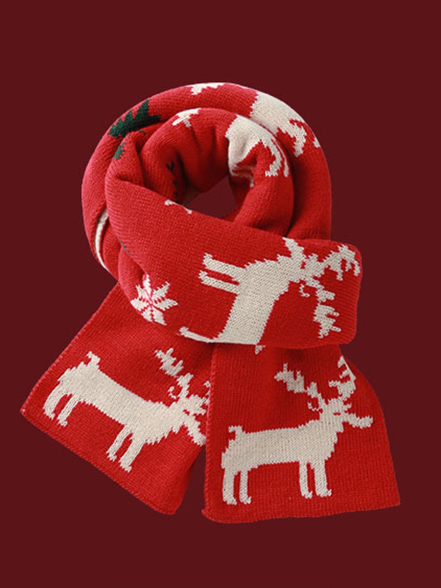 Stilvoller weihnachtlicher Strickschal in Vintage-Rot